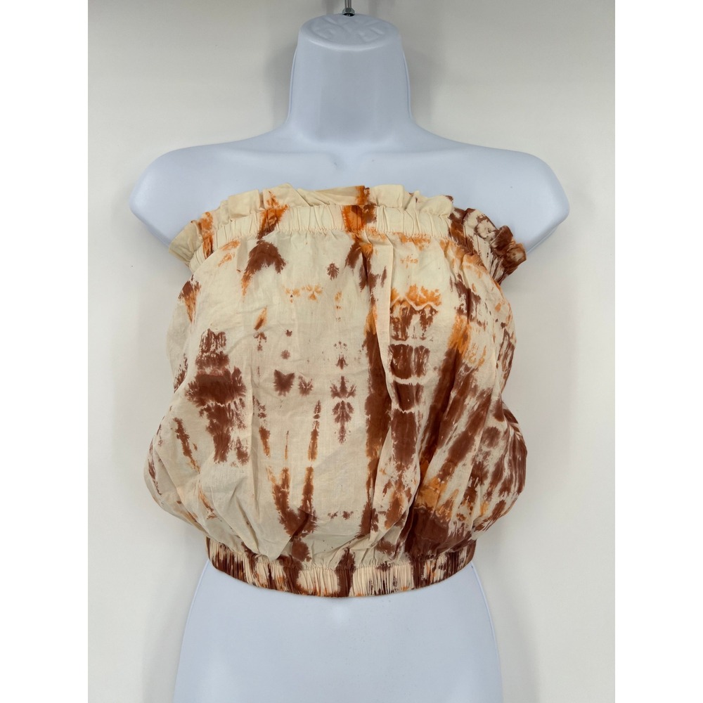 Stark X Brown Orange Tie Dye Strapless Tube Top Small S Boho Festival Coastal - Picture 1 of 10